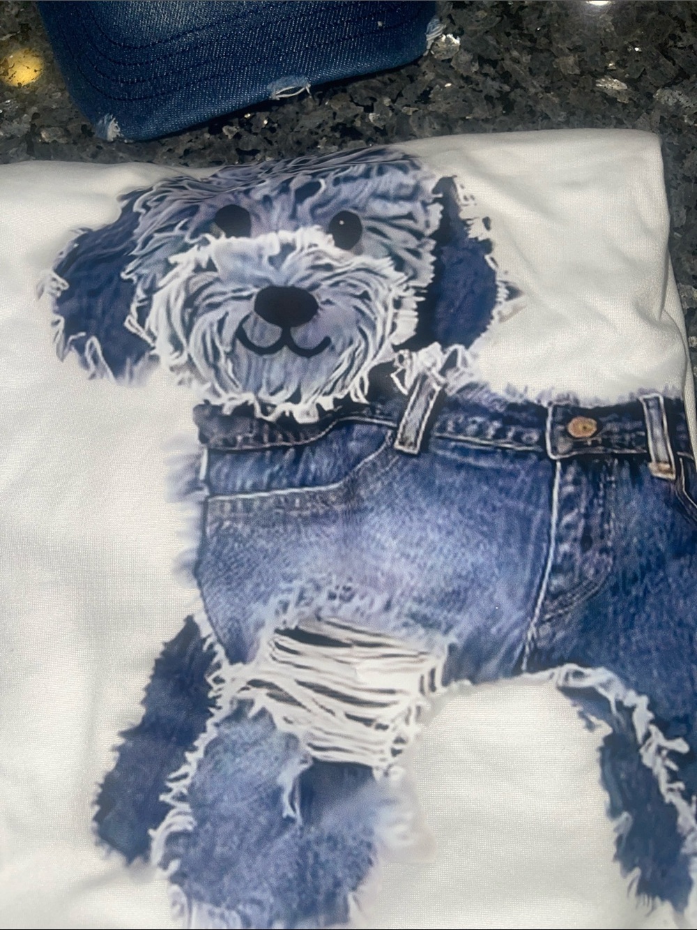 Women’s White Graphic Jeans Print Tee - Casual Comfort - Picture 3 of 8